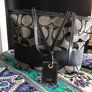 Coach Handbag Tote Black Silver